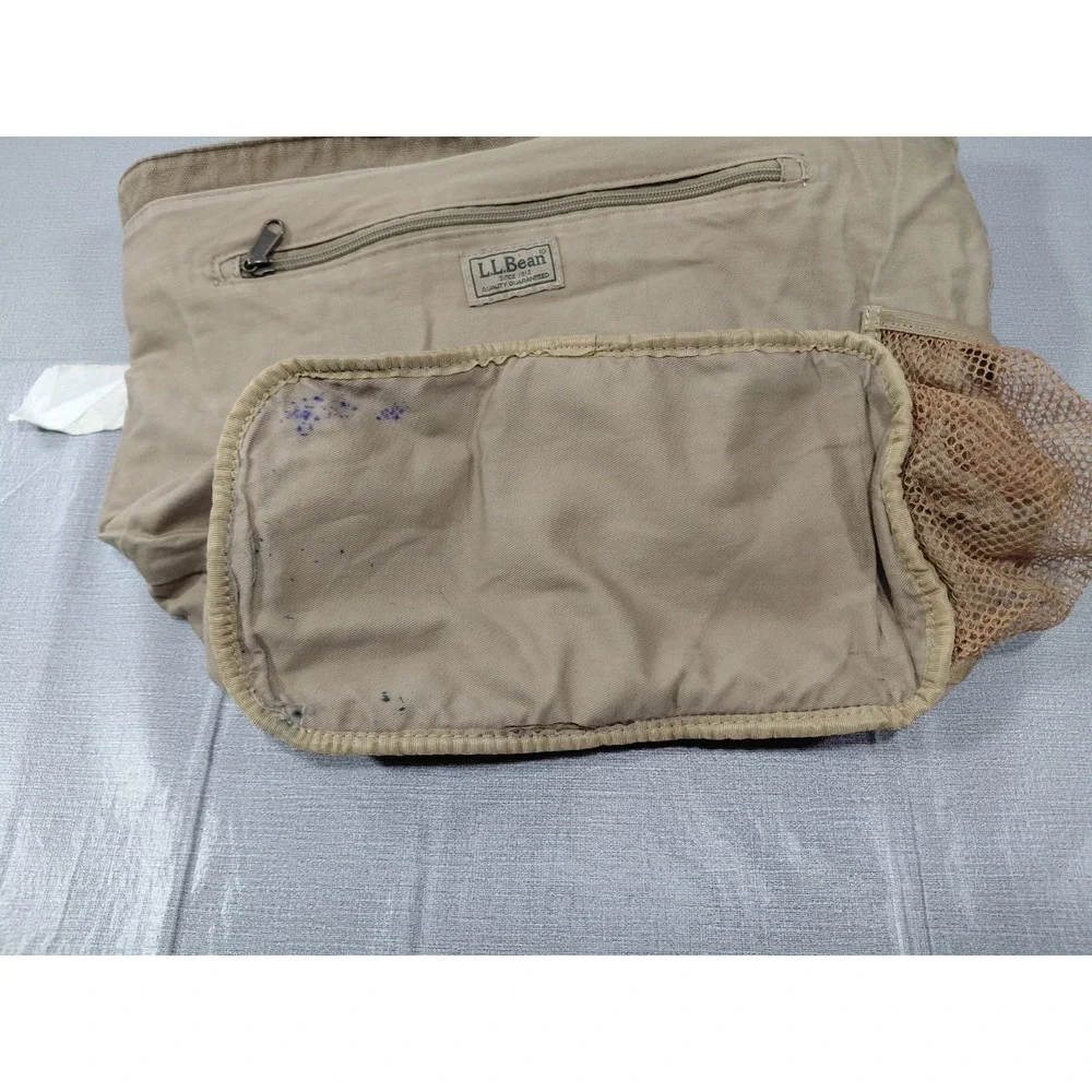 Vtg L.L. Bean Canvas & Leather Buckle‎ Tote Bag Khaki Unisex